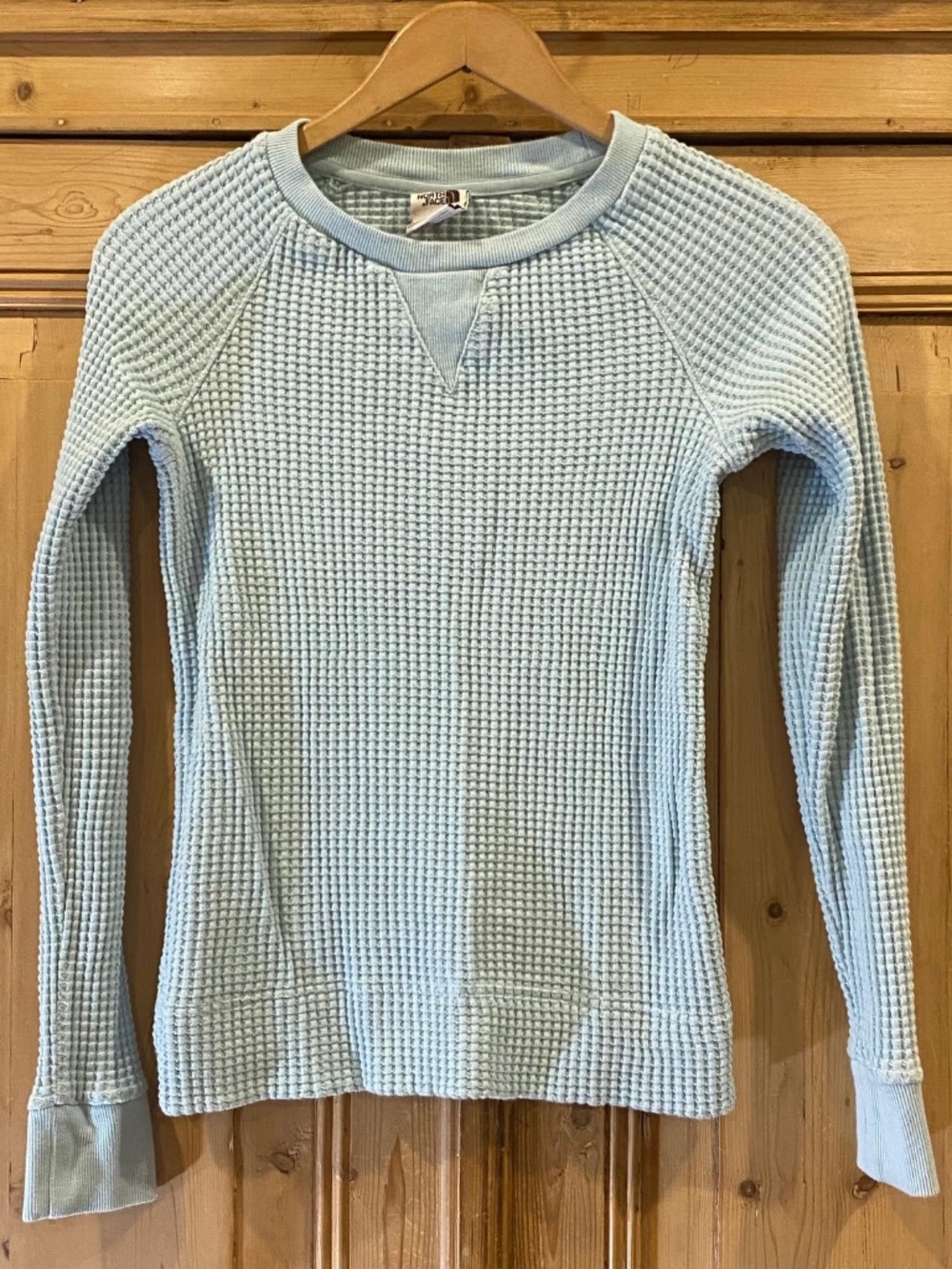 The North Face Chabot Crewneck Waffle Knit Thermal Light Blue Long Sleeve